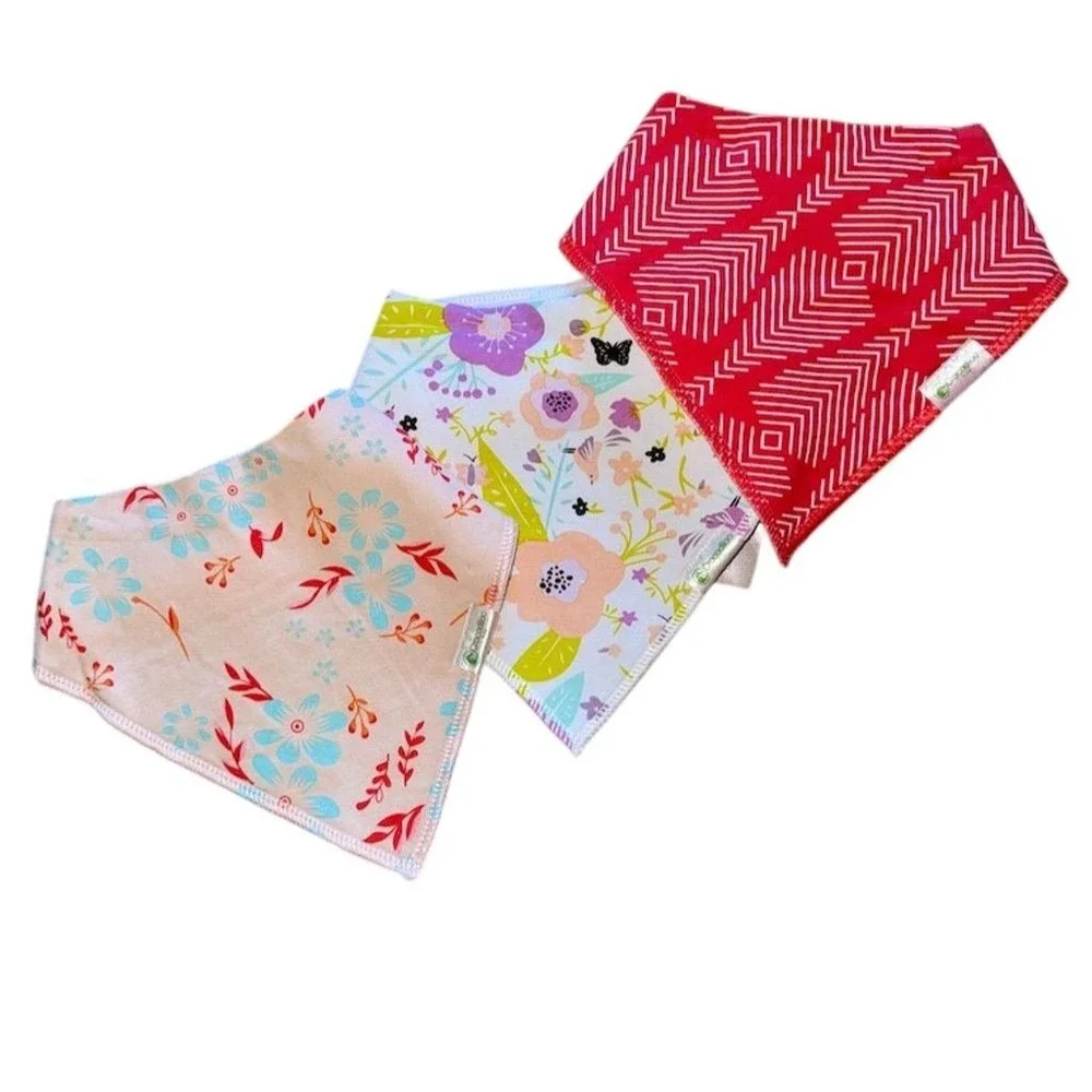 Crocodillo Baby Bandana Bib Set 3 Pack Unisex Soft Drool Bibs Fashionable Prints
